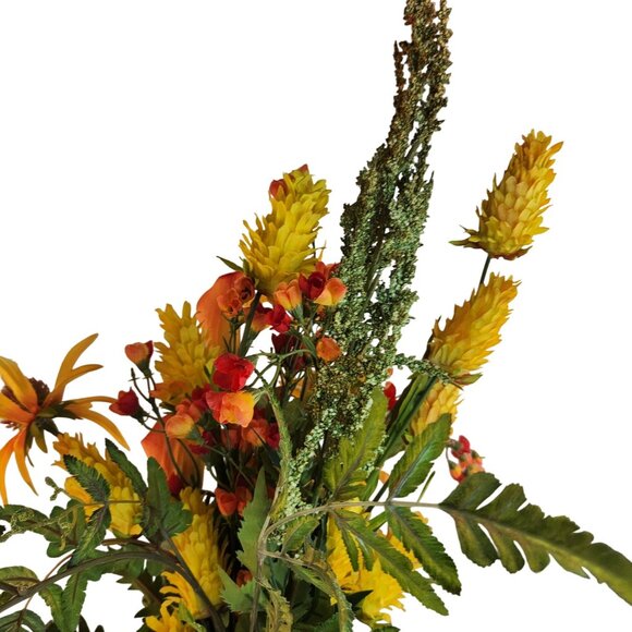 Artificial Flower Bouquet With Orange Calla Lilies, Yellow Cone Flowers Wild Mi - Picture 10 of 16